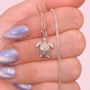 Conjunto Cadena Veneziana Fina y Dije Tortuga 17mm de Plata 925